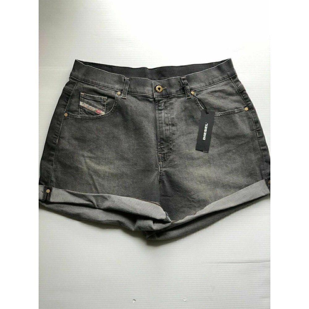 Diesel Womens R-SCOTT Gray Denim Cuffed Shorts 32